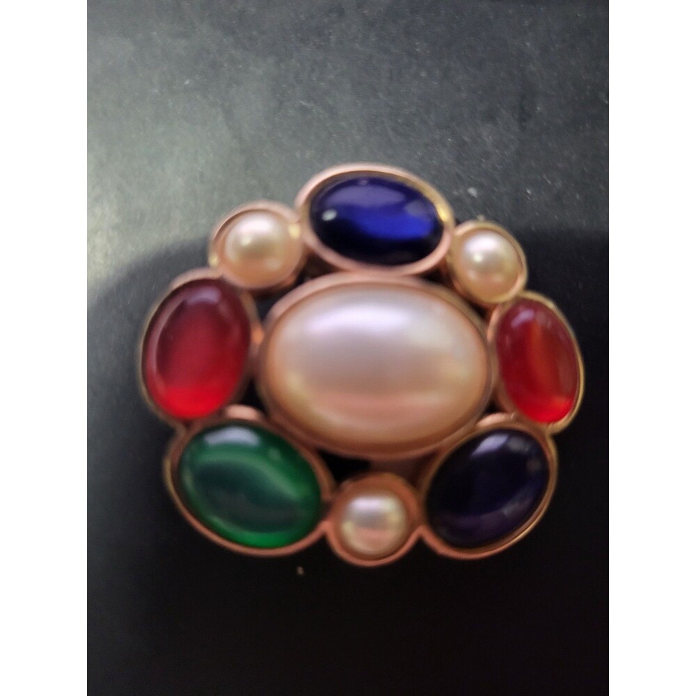 AVON 1983 ‘MOGUL JEWELS’ CLASSIC COLLECTION Faux Pearl CABOCHON BROOCH/PIN VNTGE